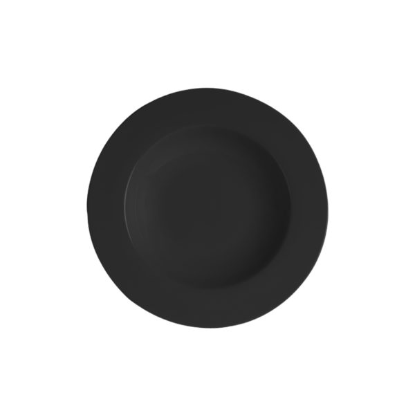Assiette-ronde-creuse-en-porcelaine-noir-1-600×600